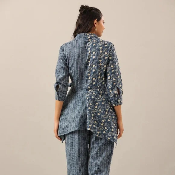 JISORA Dainty Florals with Arrows on Blue Cotton Top - Picture 7 of 14